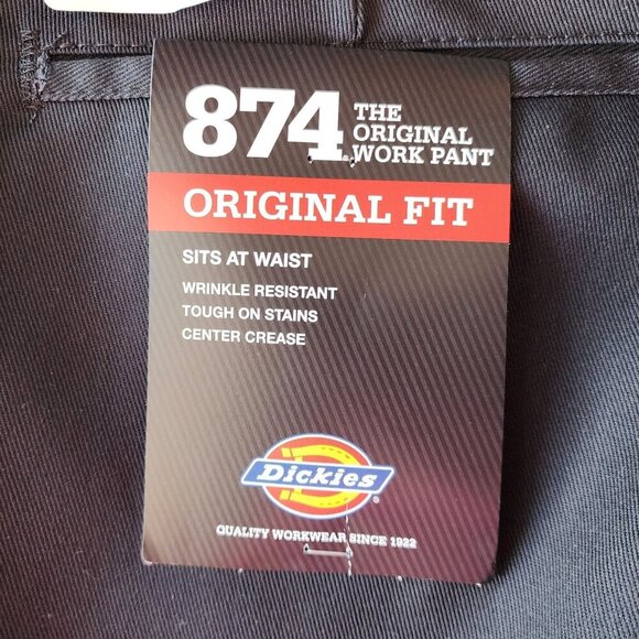 NWT Dickies 874 Original Fit Straight Leg Black Canvas Pants Mens 34UU 34X37 - Picture 8 of 10